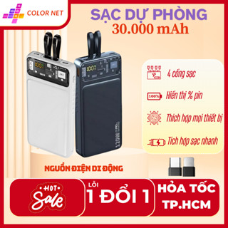 Sạc Dự Phòng 30000mAh 120W Có Dây Đa Năng, LED Hiển Thị Pin, Tương Thích Mọi Thiết Bị
