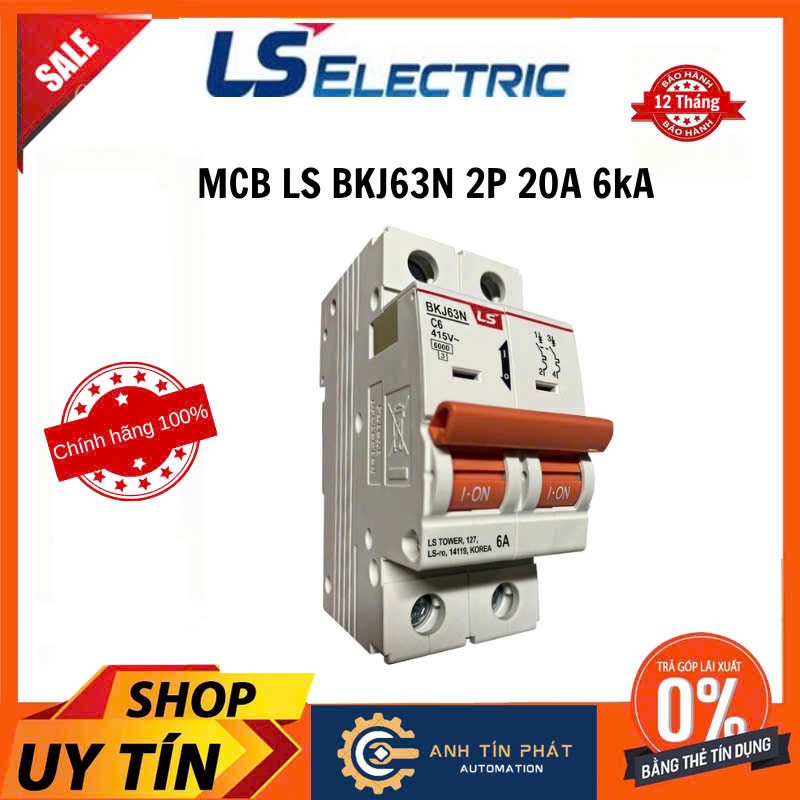 BKJ63N 2P 20A - Aptomat LS MCB 2P 20A 6KA