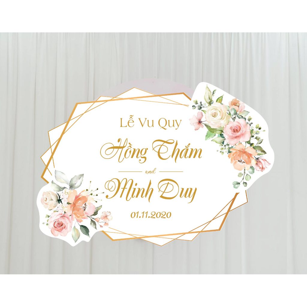 Bảng treo gia tiên đám cưới, bảng tên cô dâu chú rể