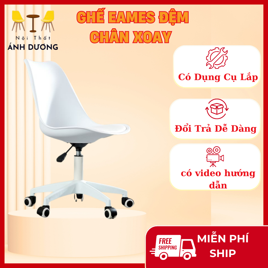 Ghế Làm Việc Eames Chân Xoay, Ghế Văn Phòng , Ghế Làm Việc , Ghế Spa , Ghế  Decor