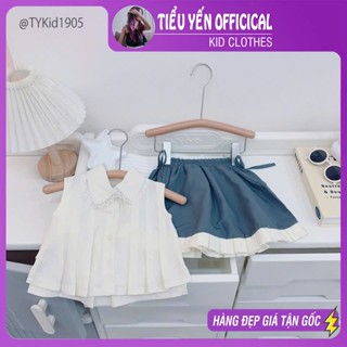 Quần áo trẻ em, Quần áo bé gái đi học đi chơi, áo sơ mi và chân váy dáng A cho bé 9-26kg S1905 | Tiểu Yến KID