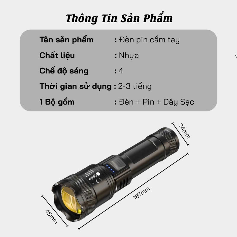 Đèn Pin Chiếu Sáng Asaki Đen Cầm Tay Có Thể Điều Chỉnh Xa Gần | BigBuy360 - bigbuy360.vn