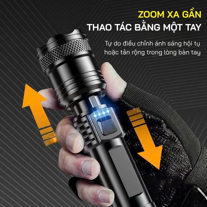 Đèn Pin Chiếu Sáng Asaki Đen Cầm Tay Có Thể Điều Chỉnh Xa Gần | BigBuy360 - bigbuy360.vn