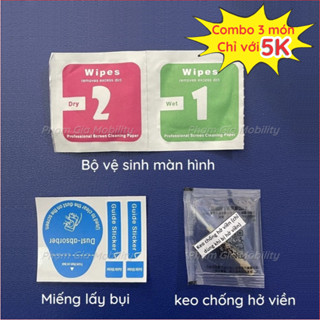 Bộ Khăn Lau 1-2 vệ sinh màn hình, lấy bụi, keo chống hở mép điện thoại, tab,... Hỗ Trợ Dán Cường Lực và ppf, skin giá rẻ