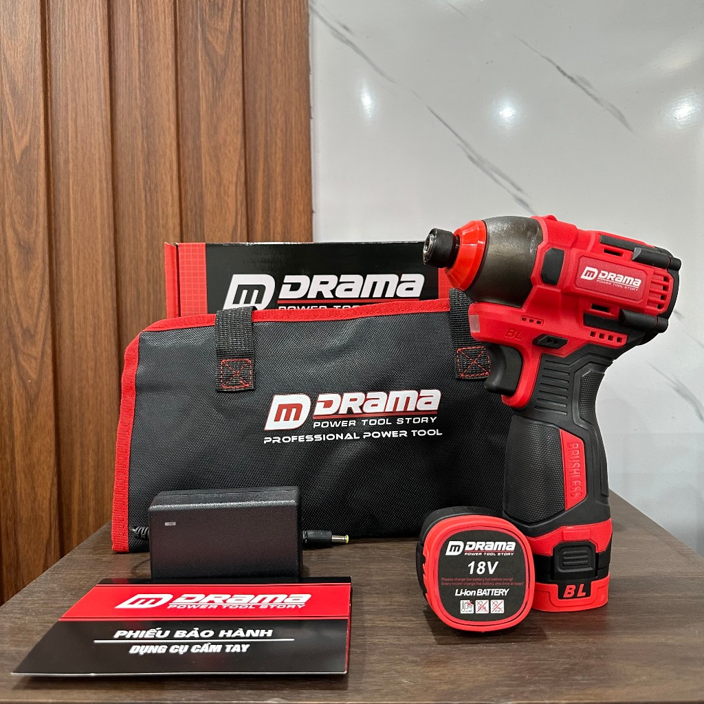 Máy Chuyên Vít Drama Mod : 5818 Lực Siết 140N Không Chổi Than Sử Dụng Pin 4 Cell Bảo Hành 6 Tháng