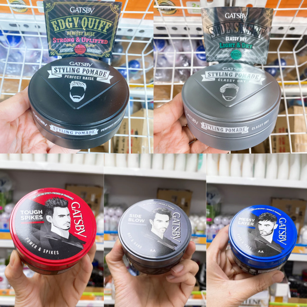 Sáp Vuốt Tóc Nam GATSBY Styling Pomade 75g - Wax tạo kiểu tóc nam GATSBY xám, xanh, đỏ, đen