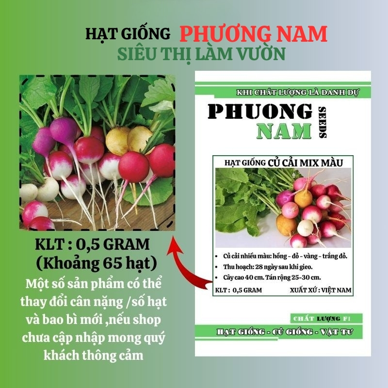 0.5 Gram - Hạt Giống Củ Cải Cherry Mix Phương Nam