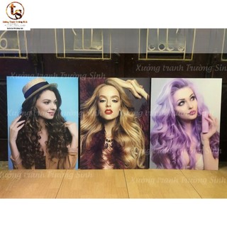 COMBO 3 TRANH TÓC NAM NỮ ( 40x50cm), Bộ 3 tranh Fomex dán tường tặng kèm băng dính
