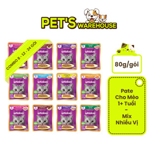[Combo 8-12-24 Gói] Pate Whiskas Mèo Trưởng Thành Gói 80G