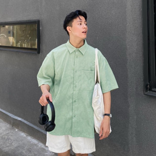 Áo Sơ Mi Nam Nữ Tay Ngắn Nhung Tăm HALLEY, Shirt  Form Rộng Màu Trẻ Trung Hàn Quốc A15