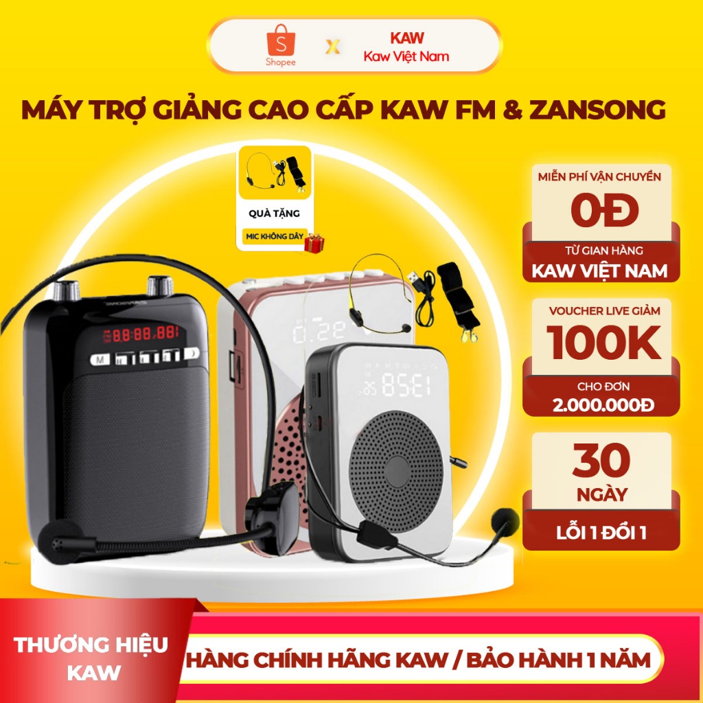 Máy Trợ Giảng, Loa Trợ Giảng Cao Cấp không dây FM, Tặng Kèm Mic, Pin Trâu, Nhỏ Gọn, Âm Thanh Lớn