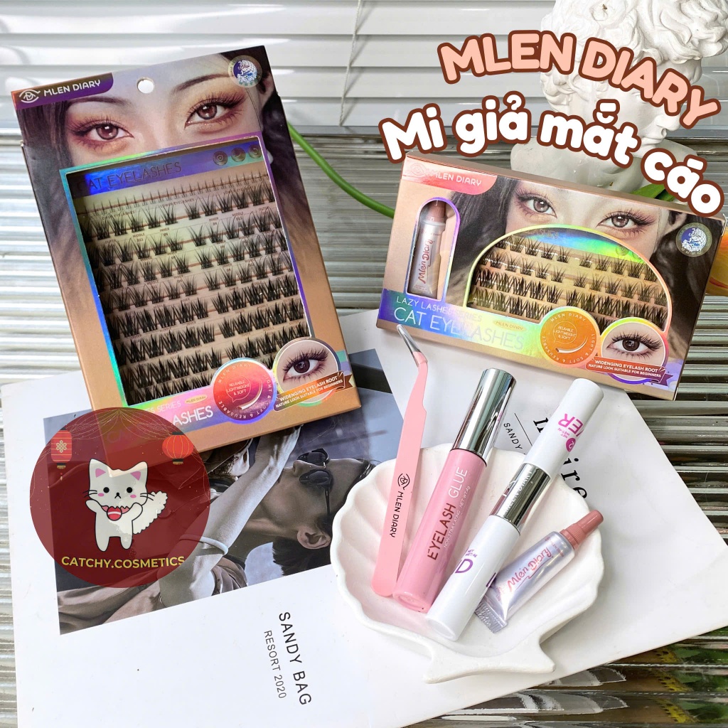 [MLEN DIARY] Mi Giả Cụm MLEN DIARY Dáng Mi Cáo, Mi Cụm Mềm Mại Tự Nhiên, Tái Sử Dụng