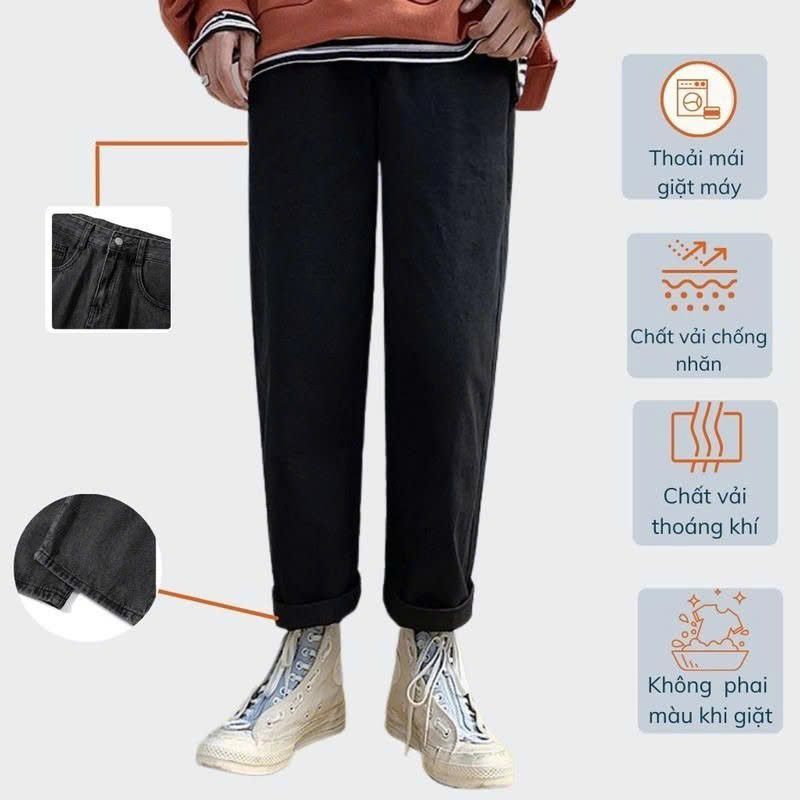 Quần Jean Baggy nam xanh sáng nhạt ống rộng style hàn quốc 2025 được xem hàng b2