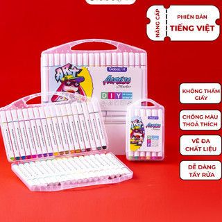 Màu Acrylic Marker GLOBAL ART 12/24/36/48 Màu Không Thấm Giấy, Tô Chồng Nhiều Lớp, Vẽ Trên Mọi Chất Liệu M70007/8/9/10