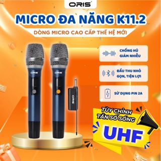 Micro đa năng không dây chính hãng K11.2,  mic đa năng sóng UHF chống hú, độ nhạy cao cho loa kéo, amply, mixer