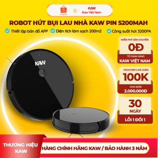 Robot Hút Bụi Lau Nhà Tự Động KAW, Pin 5200mAh, Lực Hút 3200Pa, Điều Khiển Bằng Điện Thoại Thông Minh Nhanh Chóng