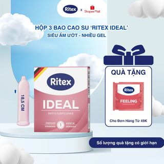 Bao Cao Su RITEX IDEAL Siêu Ẩm Ướt Gấp Đôi Gel Bôi Trơn Tăng Khoái Cảm Cho Cuộc Yêu Hộp 3 BCS RITEX
