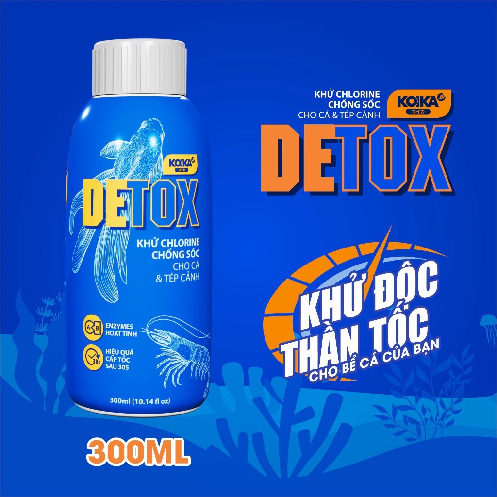 KOIKA DETOX - KHỬ CHLORINE, CHỐNG SÓC CHO CÁ VÀ TÉP CẢNH