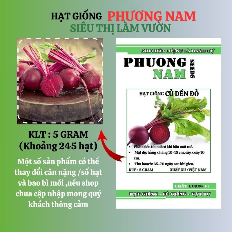 5 Gram - Hạt Giống Củ Dền Đỏ Phương Nam