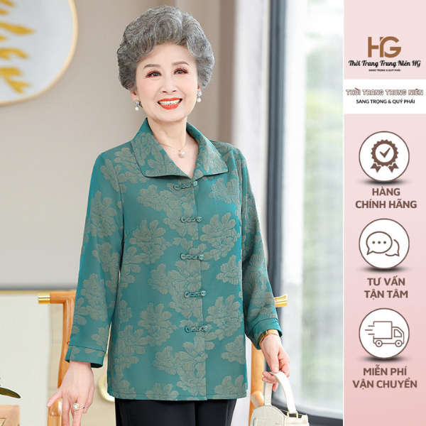 Áo Sơ Mi Trung Niên Cho Người Già 60-70 Tuổi – Lụa Cotton Mềm Mại, Đẹp, Bền (255)