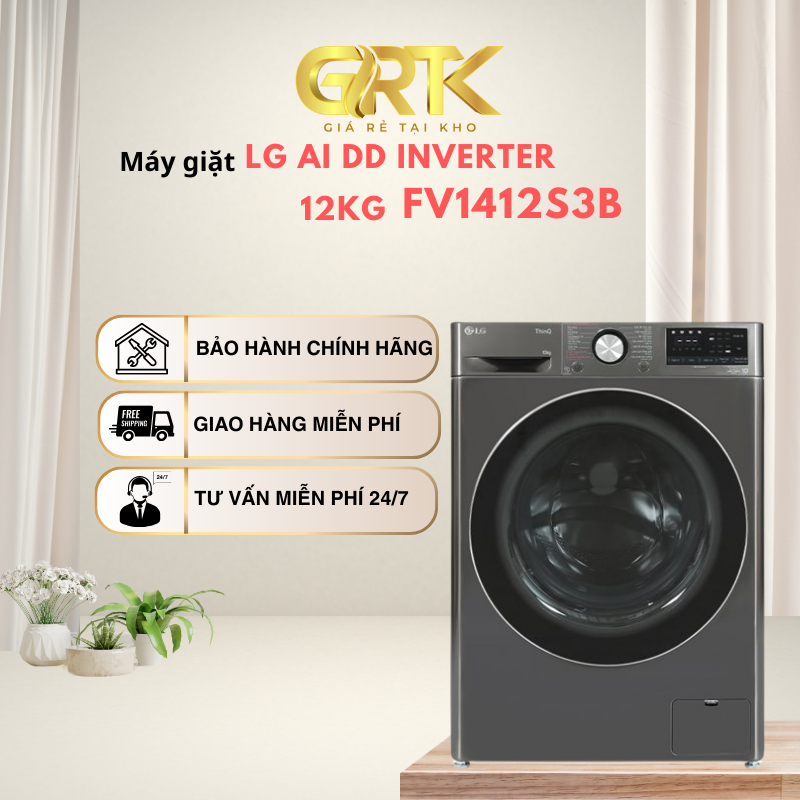 Máy giặt LG AI DD Inverter 12 kg FV1412S3B – Giao Nhanh TP.HCM