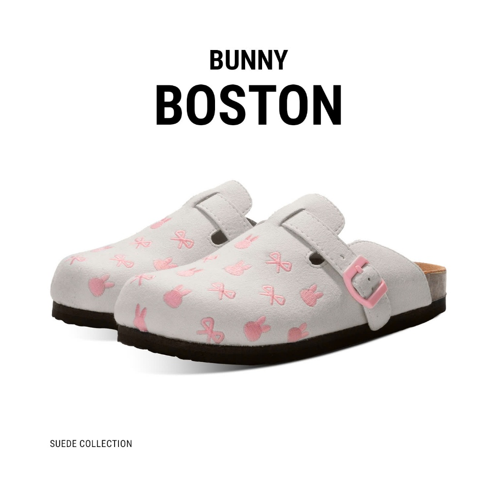 RENCHO dép da bít mũi MULE THE BAD BUNNY BOSTON LÓT DA BÒ NGUYÊN TẤM đế trấu định hình lòng bàn chân