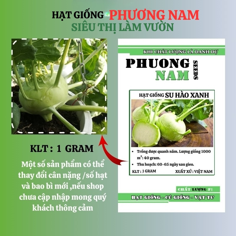 2 Gram  - Hạt Giống Su Hào Xanh Phương Nam