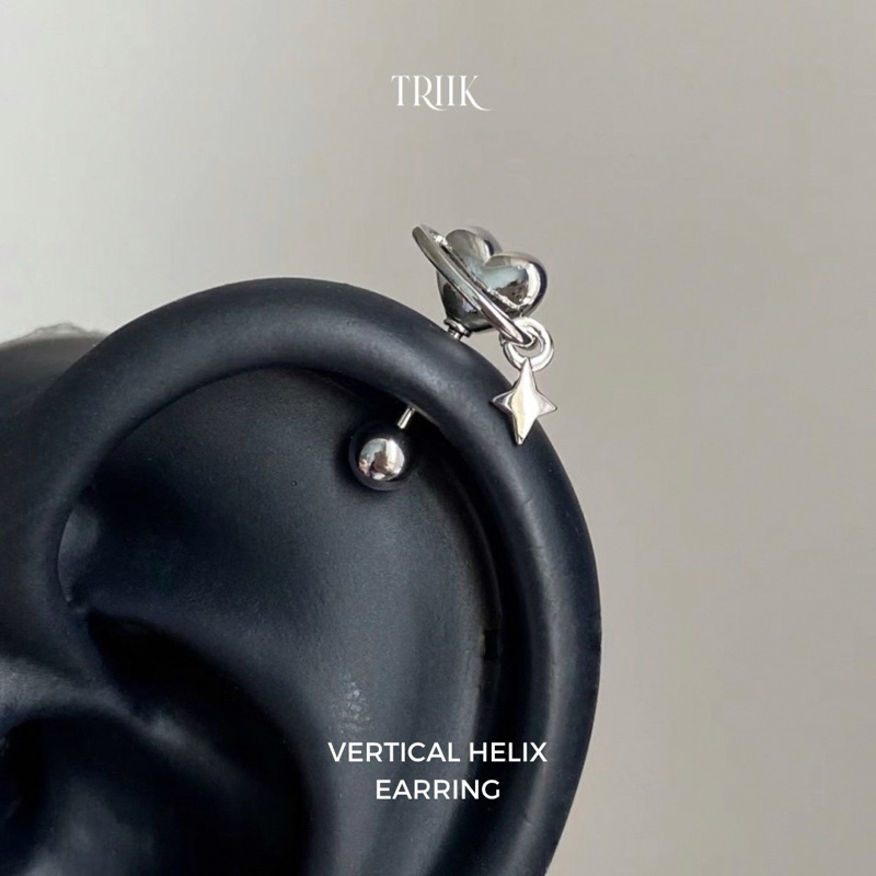 Khuyên tai đá - Vertical Helix - Heart Drop Star Earring ( giá 1 chiếc )