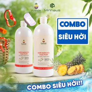 Combo 2 Nước Ngâm Rửa Thực Phẩm Fuwa3e, dung tích 1L, làm sạch rau củ quả, giữ độ tươi ngon cho thực phẩm