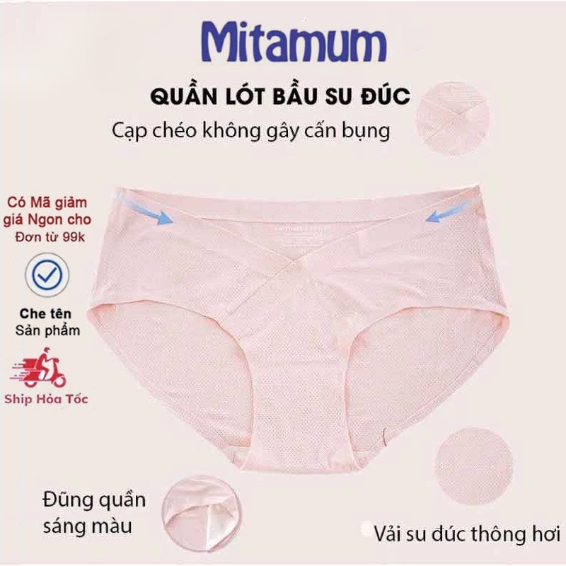 Quần lót bầu và sau sinh su đúc cạp chéo thông hơi đồ lót chip bà bầu không đường may bigsize 90kg