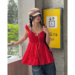 BLOSSOM BABIDOLL - Áo babidoll cổ chữ V nhún tầng có 2 màu