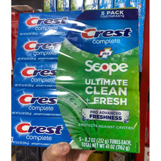 Set 5 Kem Đánh Răng Crest Complete Extra Whitening+ Scope Advanced Freshness Mỹ 232 g