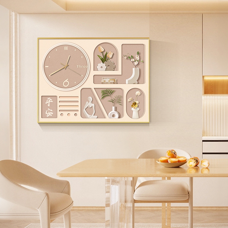 Tranh đồng hồ bình hoa gấu mèo hoạt hình decor phòng bếp nhà ăn phòng ngủ cho bé trang trí homestay 