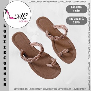 LOVIIECORNER - DÉP SANDAL NỮ ĐẾ BỆT - DÉP NỮ XỎ NGÓN MÙA HÈ ĐÍNH ĐÁ THỜI TRANG - D241160