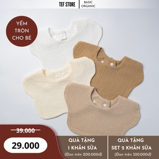Yếm tròn xoay cho bé yếm cổ 4 lớp bông tự nhiên cho bé ăn dặm mềm mại thấm hút Tef store