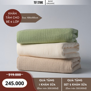 Khăn ủ cho bé chăn đắp to dày 6 lớp bông tự nhiên 100x100cm mềm mại thấm hút Tef store