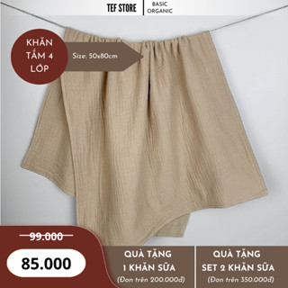 Khăn tắm cho bé khăn quấn đa năng sợi bông tự nhiên 4 lớp 50x80cm mềm mại thấm hút Tef store