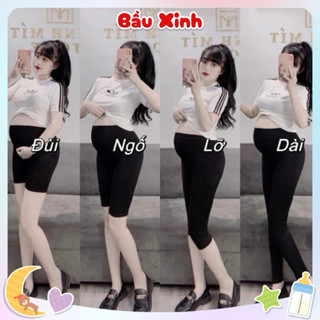 Quần Bầu Legging Đùi, Ngố, Lững, 9 Tất Và Dài Cạp Cao, Chất BozipCotton Co Giãn 4 chiều, Có Chun Chỉnh Bụng (40 - 115kg)