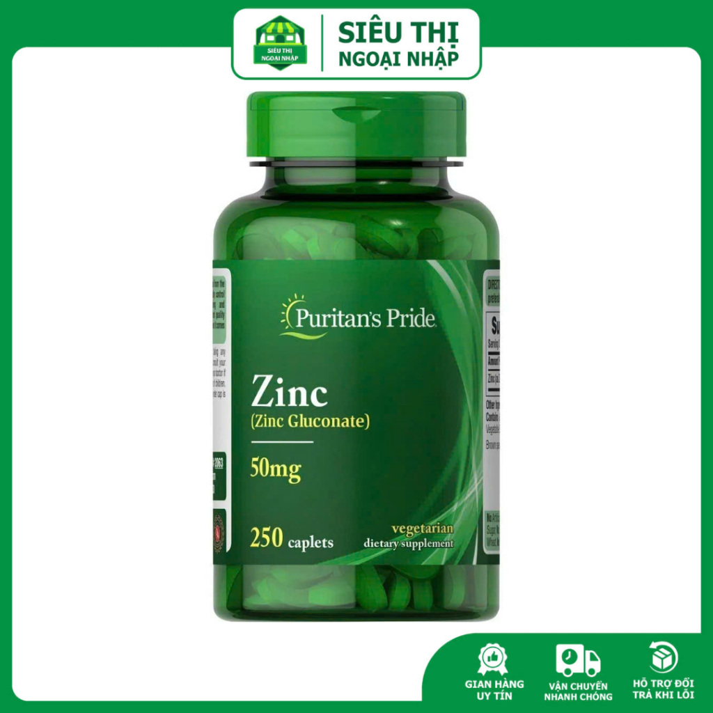 Viên uống bổ sung Kẽm Puirtan's Pride Zinc 50mg 250 viên Mỹ