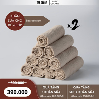 Set 20 khăn sữa cho bé 4 lớp xô bông tự nhiên không bụi vải mềm mại thấm hút Tef store