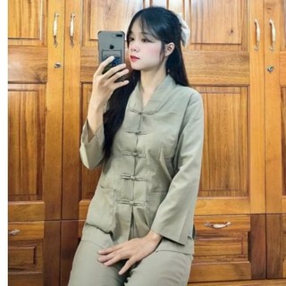 Đồ lam đi chùa katê la hán nữ set bộ nữ - đồ lam phật tử