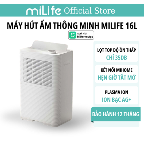 Máy hút ẩm kiêm sấy khô quần áo thông minh miLife 16L kết nối app Mihome - Bảo hành 12 tháng