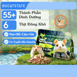  Thức Ăn 6 Loại Thịt Sấy Dinh Dưỡng Toàn Diện Bucatstate cho chuột hamster mini,bear,bổ sung thêm hoa thảo mộc gói 550g 