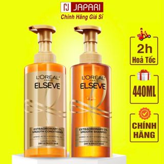 Dầu Gội Loreal Elseve Vàng CHÍNH HÃNG 440ml - Bộ Gội Xả L'Oreal Dưỡng Tóc Suôn Mượt, Phục Hồi, Ngăn Ngừa Rụng Tóc-JAPARI