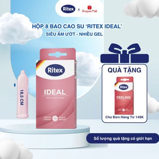 Bao Cao Su RITEX IDEAL Siêu Ẩm Ướt Gấp Đôi Gel Bôi Trơn Tăng Khoái Cảm Cho Cuộc Yêu Hộp 10 BCS RITEX