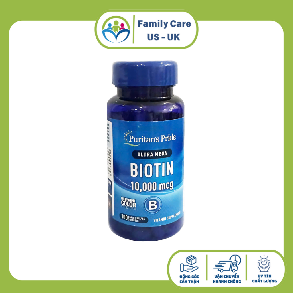 Viên uống Puritan's Pride Ultra Mega Biotin 10000 mcg 100 viên