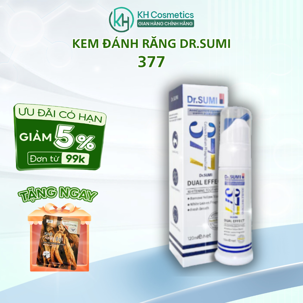 Kem Đánh Răng Trắng Răng DR.SUMI 377 - Kem đánh răng 377 Chăm Sóc Răng Miệng Hiệu Quả, Ngừa Sâu Răng Và Hôi Miệng