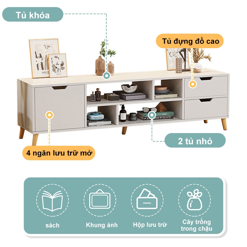 ALVIN Kệ Tivi 80/75/65/55 inch có 3 màu sắc khả năng chứa đồ lớn làm có chịu tải trọng 200kg | BigBuy360 - bigbuy360.vn
