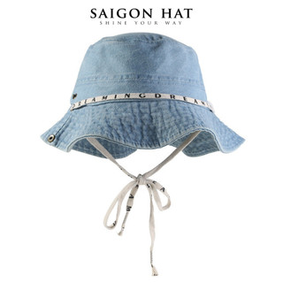  Mũ bucket nữ nón tai bèo dây cột chữ rộng vành che nắng nút bấm jean trơn basic cao bồi năng động du lịch camping 