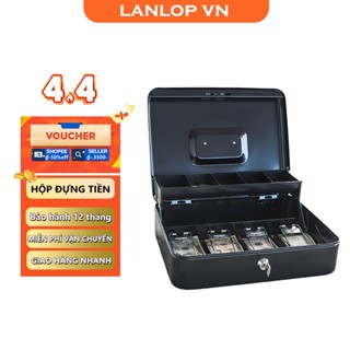 LANLOP Két sắt mini Trường hợp thanh toán xách tay hai lớp Hộp tiền có chìa khóa Hộp lưu trữ Đen/Màu hồng
